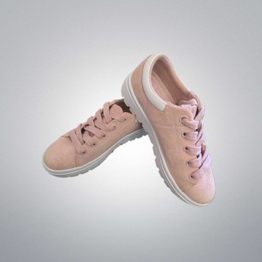 Blush Pink Suede Skechers Wedge Sneakers Women 6.5